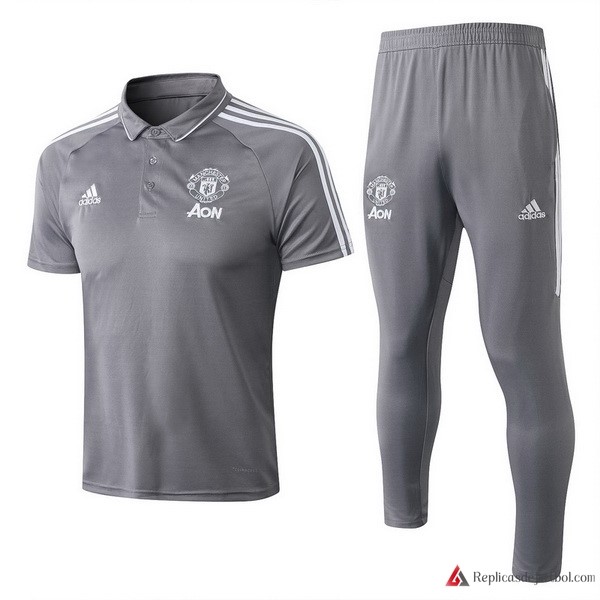 Polo Manchester United Conjunto Completo 2017-2018 Gris